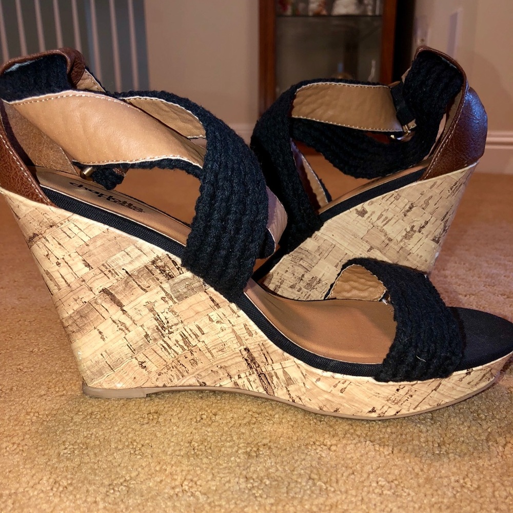 Black Knit Wedges